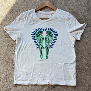 Boden White Tee with Blue Design